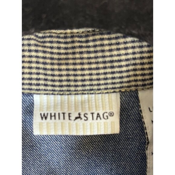 Vintage Denim Dress L Blue Western Chic Pearl Snap Classic Preppy Neutral 80s - Picture 3 of 13